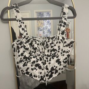 Cow Print Cropped Tank Top